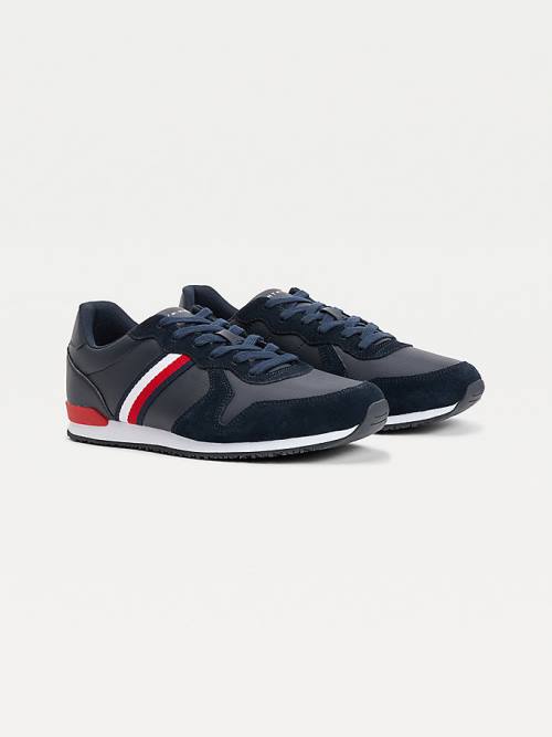 Tommy Hilfiger Iconic Leren Retro Hardloop Sneakers Heren Blauw | TH140CDU