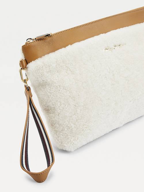 Tommy Hilfiger Iconic Leren Shearling Clutch Tassen Dames Roze | TH768WGE