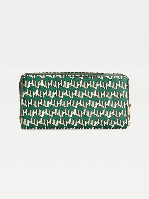 Tommy Hilfiger Iconic Monogram Zip-Around Portefeuille Dames Groen | TH817EPJ