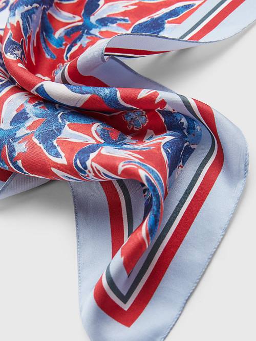 Tommy Hilfiger Iconic Print Silk Bandana Sjaals Dames Blauw | TH690STP