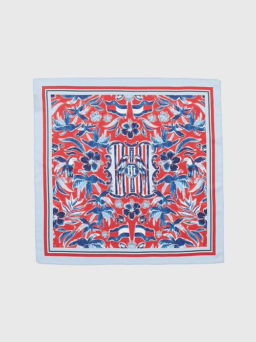 Tommy Hilfiger Iconic Print Silk Bandana Sjaals Dames Blauw | TH690STP