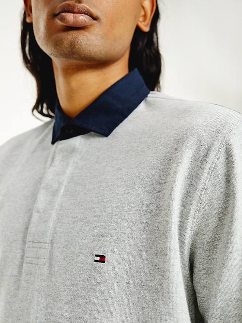 Tommy Hilfiger Iconic Rugby Shirt Poloshirt Heren Grijs | TH159LRT