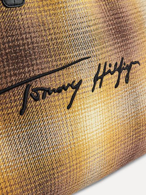 Tommy Hilfiger Iconic Shadow Check Tote Tassen Dames Geel | TH248RUL