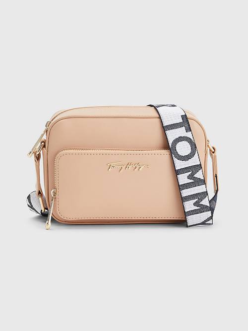 Tommy Hilfiger Iconic Signature Camera Tassen Dames Beige | TH063EGY