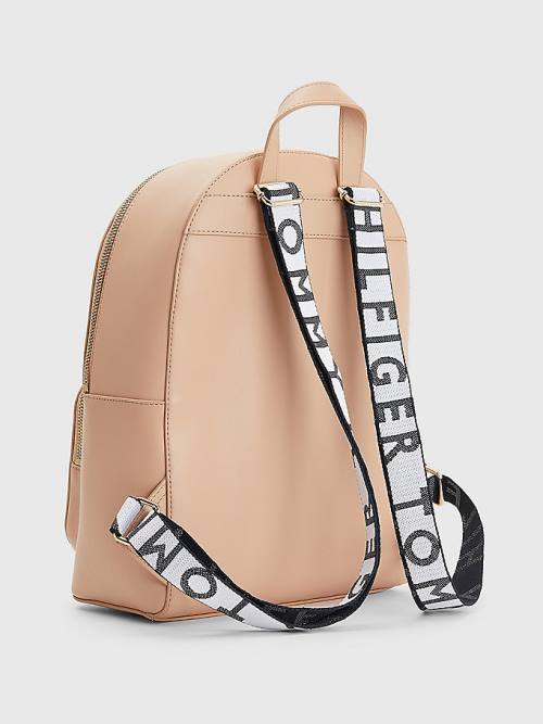 Tommy Hilfiger Iconic Signature Plaque Backpack Tassen Dames Beige | TH839YXH