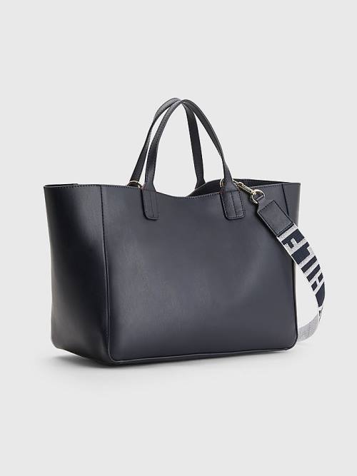 Tommy Hilfiger Iconic Signature Satchel Tassen Dames Blauw | TH764REK