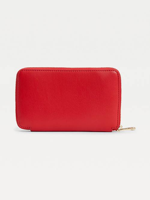 Tommy Hilfiger Iconic Signature Zip-Around Portefeuille Dames Rood | TH041ASH