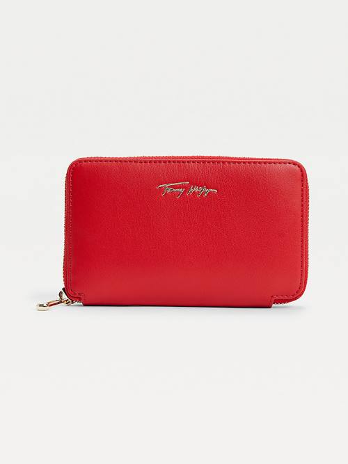 Tommy Hilfiger Iconic Signature Zip-Around Portefeuille Dames Rood | TH041ASH