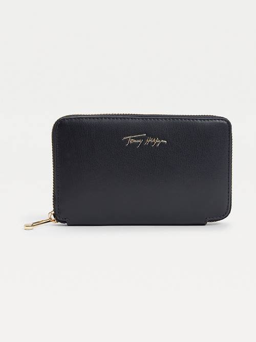 Tommy Hilfiger Iconic Signature Zip-Around Portefeuille Dames Blauw | TH837HIG