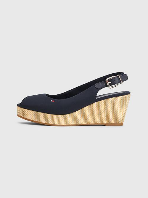 Tommy Hilfiger Iconic Slingback Espadrilles Wedges Sandalen Dames Blauw | TH015ROC