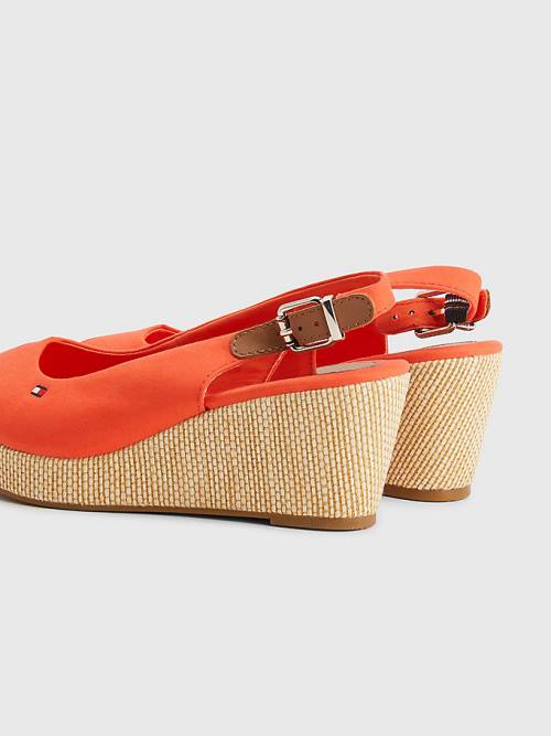 Tommy Hilfiger Iconic Slingback Espadrilles Wedges Sandalen Dames Rood | TH152QUA