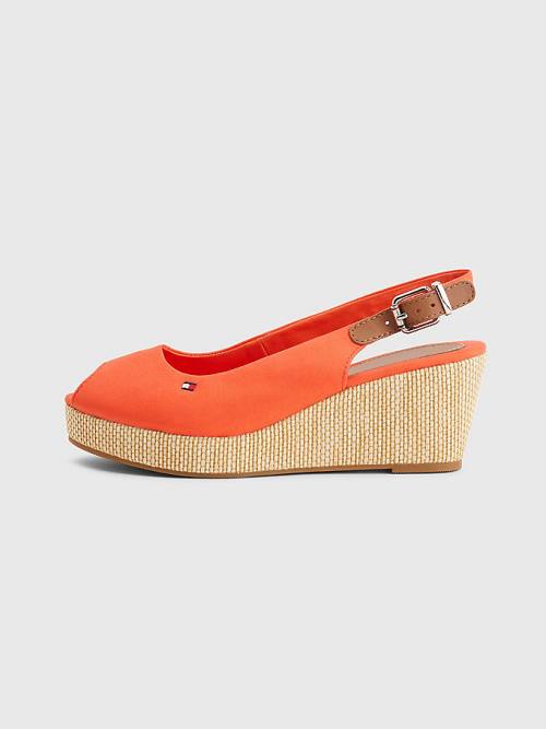 Tommy Hilfiger Iconic Slingback Espadrilles Wedges Sandalen Dames Rood | TH152QUA