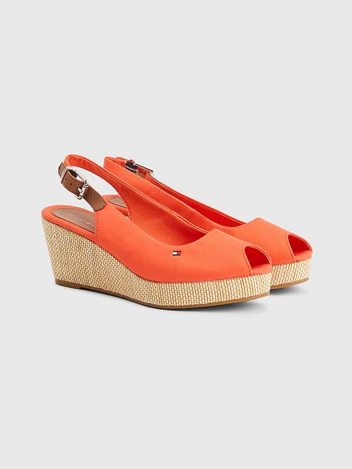 Tommy Hilfiger Iconic Slingback Espadrilles Wedges Sandalen Dames Rood | TH152QUA