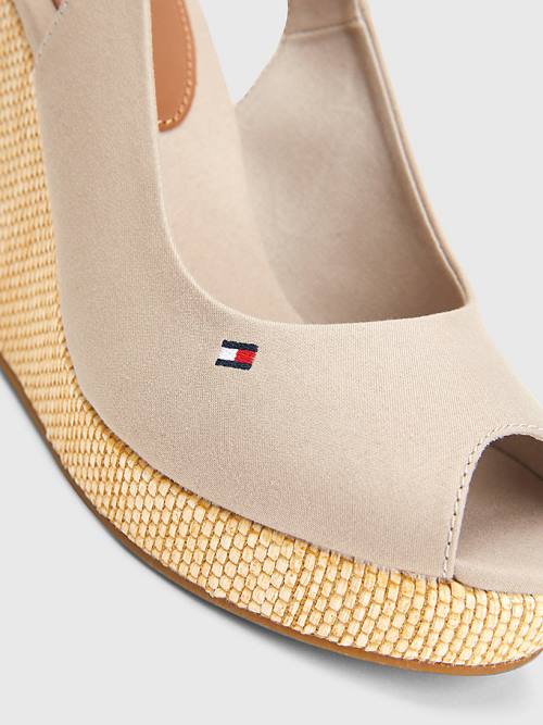 Tommy Hilfiger Iconic Slingback Espadrilles High Heel Wedges Sandalen Dames Beige | TH189GJD