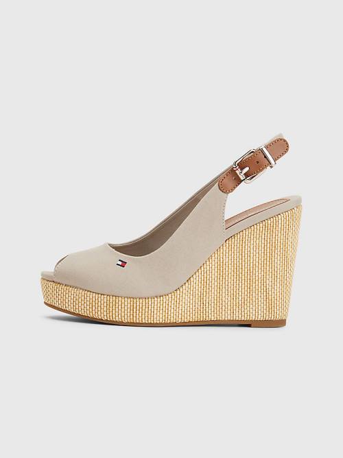 Tommy Hilfiger Iconic Slingback Espadrilles High Heel Wedges Sandalen Dames Beige | TH189GJD