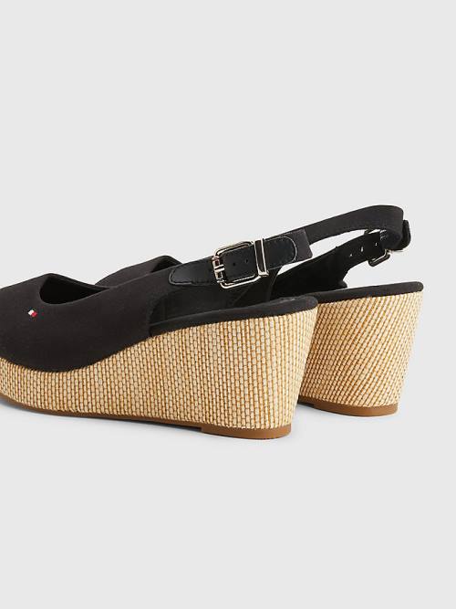 Tommy Hilfiger Iconic Slingback Espadrilles Wedges Sandalen Dames Zwart | TH271NTE