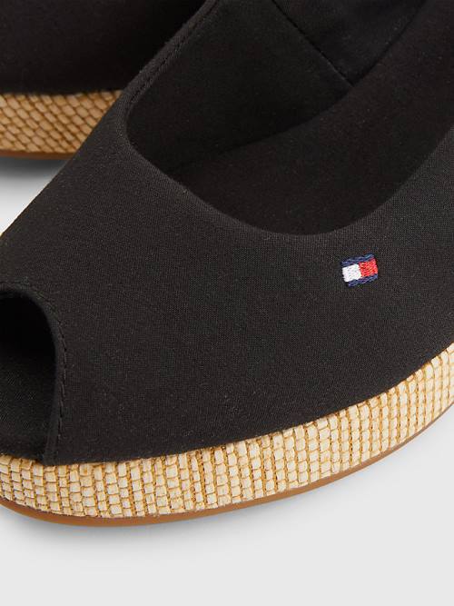 Tommy Hilfiger Iconic Slingback Espadrilles Wedges Sandalen Dames Zwart | TH271NTE