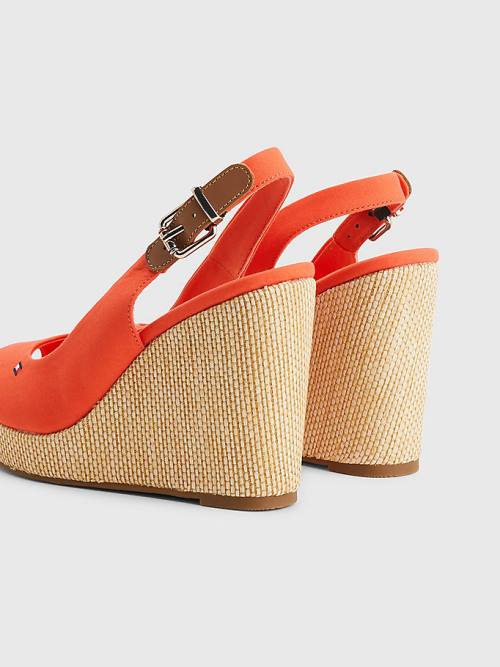 Tommy Hilfiger Iconic Slingback Espadrilles High Heel Wedges Sandalen Dames Rood | TH348XAU