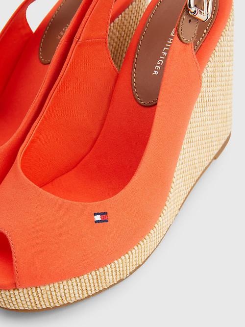 Tommy Hilfiger Iconic Slingback Espadrilles High Heel Wedges Sandalen Dames Rood | TH348XAU