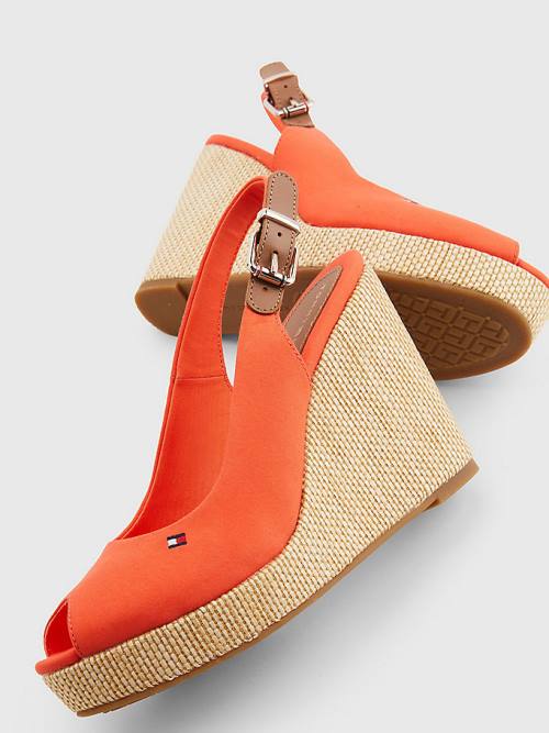 Tommy Hilfiger Iconic Slingback Espadrilles High Heel Wedges Sandalen Dames Rood | TH348XAU