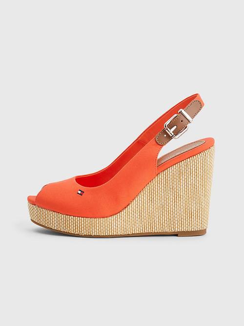 Tommy Hilfiger Iconic Slingback Espadrilles High Heel Wedges Sandalen Dames Rood | TH348XAU