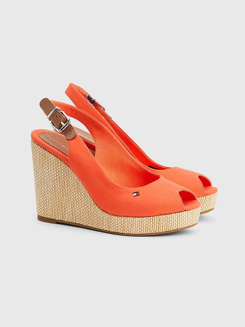 Tommy Hilfiger Iconic Slingback Espadrilles High Heel Wedges Sandalen Dames Rood | TH348XAU