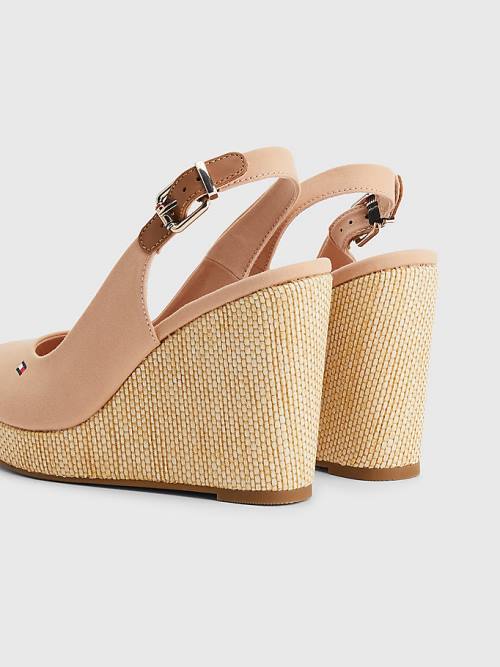 Tommy Hilfiger Iconic Slingback Espadrilles High Heel Wedges Sandalen Dames Beige | TH418LIM