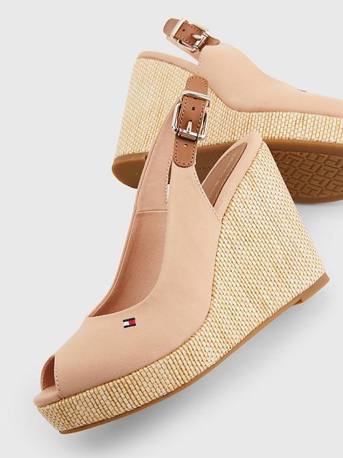 Tommy Hilfiger Iconic Slingback Espadrilles High Heel Wedges Sandalen Dames Beige | TH418LIM