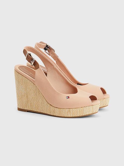 Tommy Hilfiger Iconic Slingback Espadrilles High Heel Wedges Sandalen Dames Beige | TH418LIM