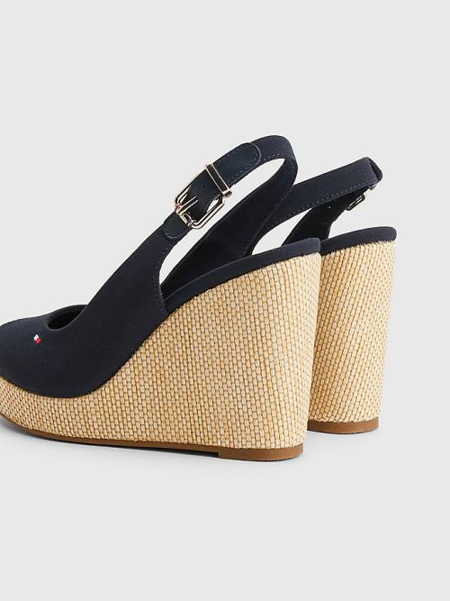 Tommy Hilfiger Iconic Slingback Espadrilles High Heel Wedges Sandalen Dames Blauw | TH425QWV