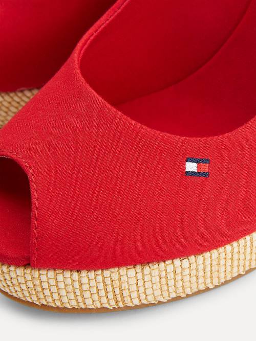 Tommy Hilfiger Iconic Slingback Espadrilles High Heel Wedges Sandalen Dames Rood | TH468HOC