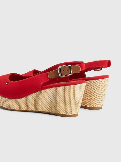 Tommy Hilfiger Iconic Slingback Espadrilles Wedges Sandalen Dames Rood | TH478RQN