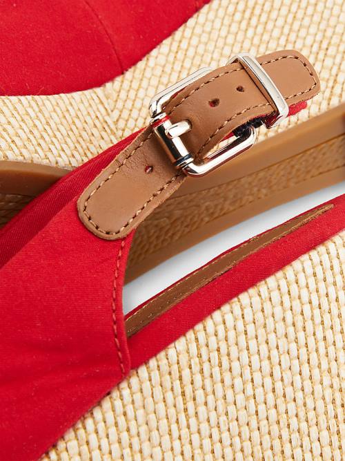 Tommy Hilfiger Iconic Slingback Espadrilles Wedges Sandalen Dames Rood | TH478RQN