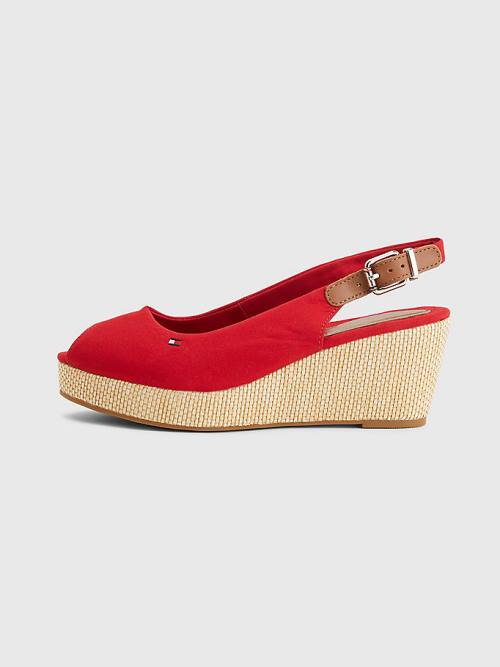 Tommy Hilfiger Iconic Slingback Espadrilles Wedges Sandalen Dames Rood | TH478RQN