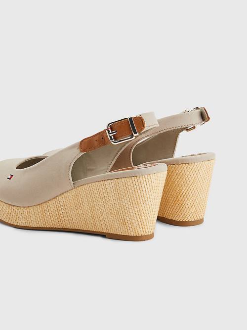 Tommy Hilfiger Iconic Slingback Espadrilles Wedges Sandalen Dames Beige | TH632ZTG