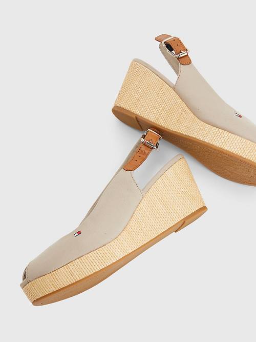 Tommy Hilfiger Iconic Slingback Espadrilles Wedges Sandalen Dames Beige | TH632ZTG