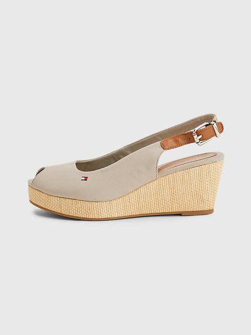 Tommy Hilfiger Iconic Slingback Espadrilles Wedges Sandalen Dames Beige | TH632ZTG