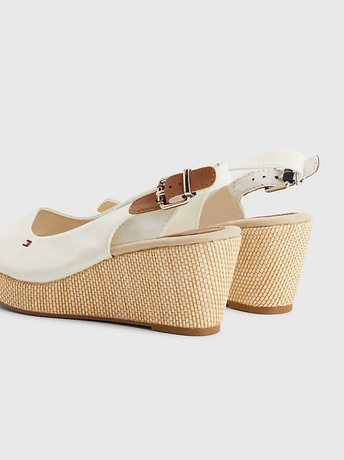 Tommy Hilfiger Iconic Slingback Espadrilles Wedges Sandalen Dames Wit | TH657AKI