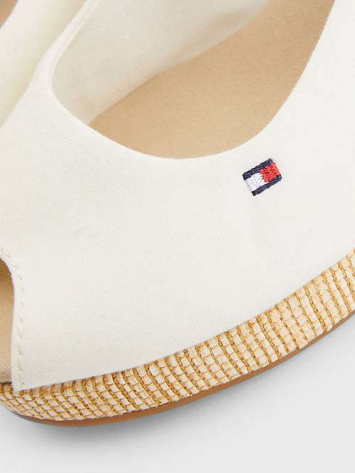 Tommy Hilfiger Iconic Slingback Espadrilles Wedges Sandalen Dames Wit | TH657AKI