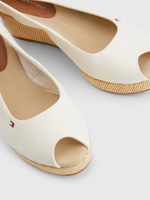 Tommy Hilfiger Iconic Slingback Espadrilles Wedges Sandalen Dames Wit | TH657AKI