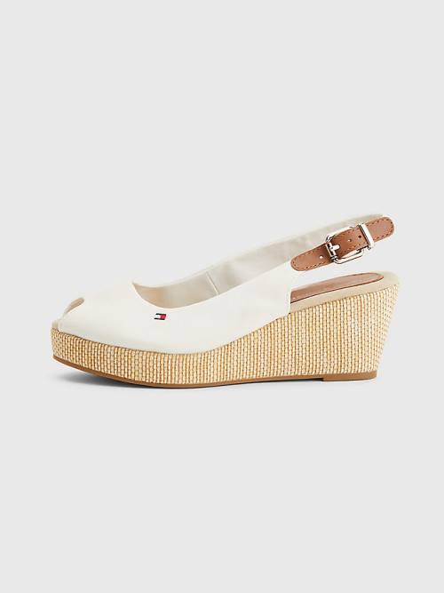 Tommy Hilfiger Iconic Slingback Espadrilles Wedges Sandalen Dames Wit | TH657AKI