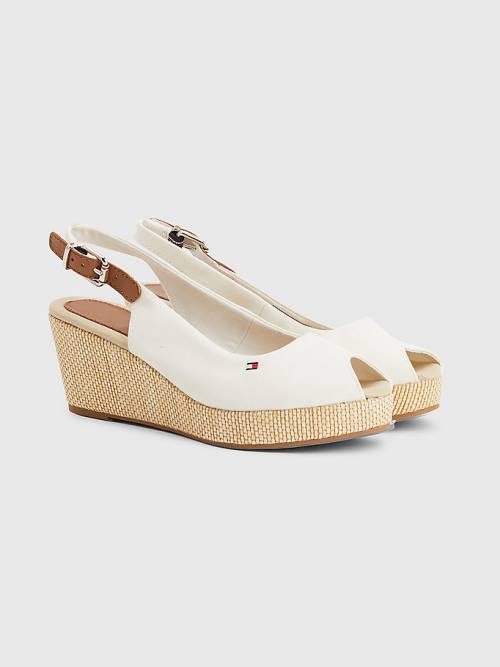 Tommy Hilfiger Iconic Slingback Espadrilles Wedges Sandalen Dames Wit | TH657AKI