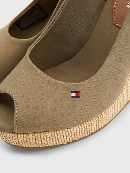 Tommy Hilfiger Iconic Slingback Espadrilles High Heel Wedges Sandalen Dames Bruin | TH701UEM