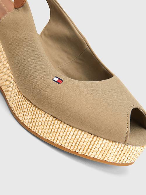 Tommy Hilfiger Iconic Slingback Espadrilles Wedges Sandalen Dames Bruin | TH759NQF