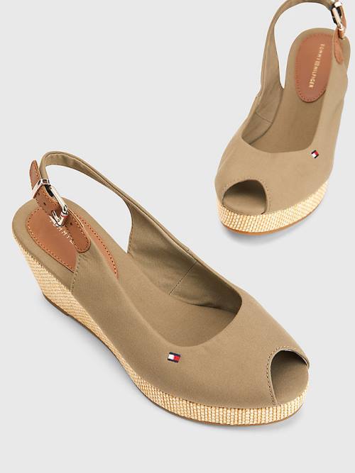 Tommy Hilfiger Iconic Slingback Espadrilles Wedges Sandalen Dames Bruin | TH759NQF