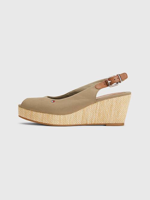 Tommy Hilfiger Iconic Slingback Espadrilles Wedges Sandalen Dames Bruin | TH759NQF