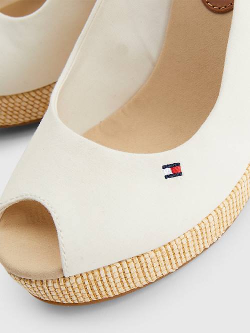 Tommy Hilfiger Iconic Slingback Espadrilles High Heel Wedges Sandalen Dames Wit | TH831VHY