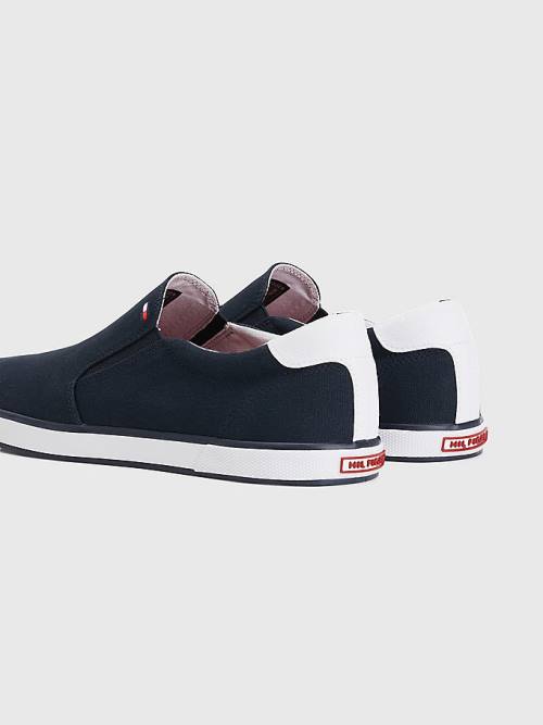 Tommy Hilfiger Iconic Slip-On Canvas Sneakers Heren Blauw | TH207RFB