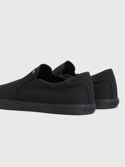 Tommy Hilfiger Iconic Slip-On Canvas Sneakers Heren Zwart | TH692ZWB