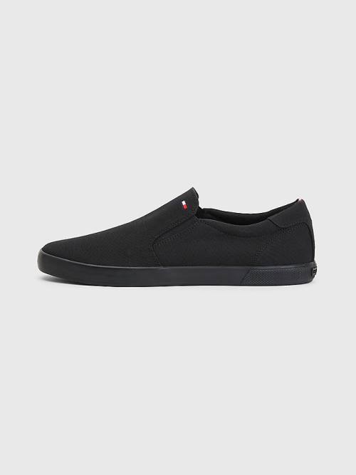 Tommy Hilfiger Iconic Slip-On Canvas Sneakers Heren Zwart | TH692ZWB